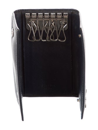 Prada Saffiano leather keycase with logo