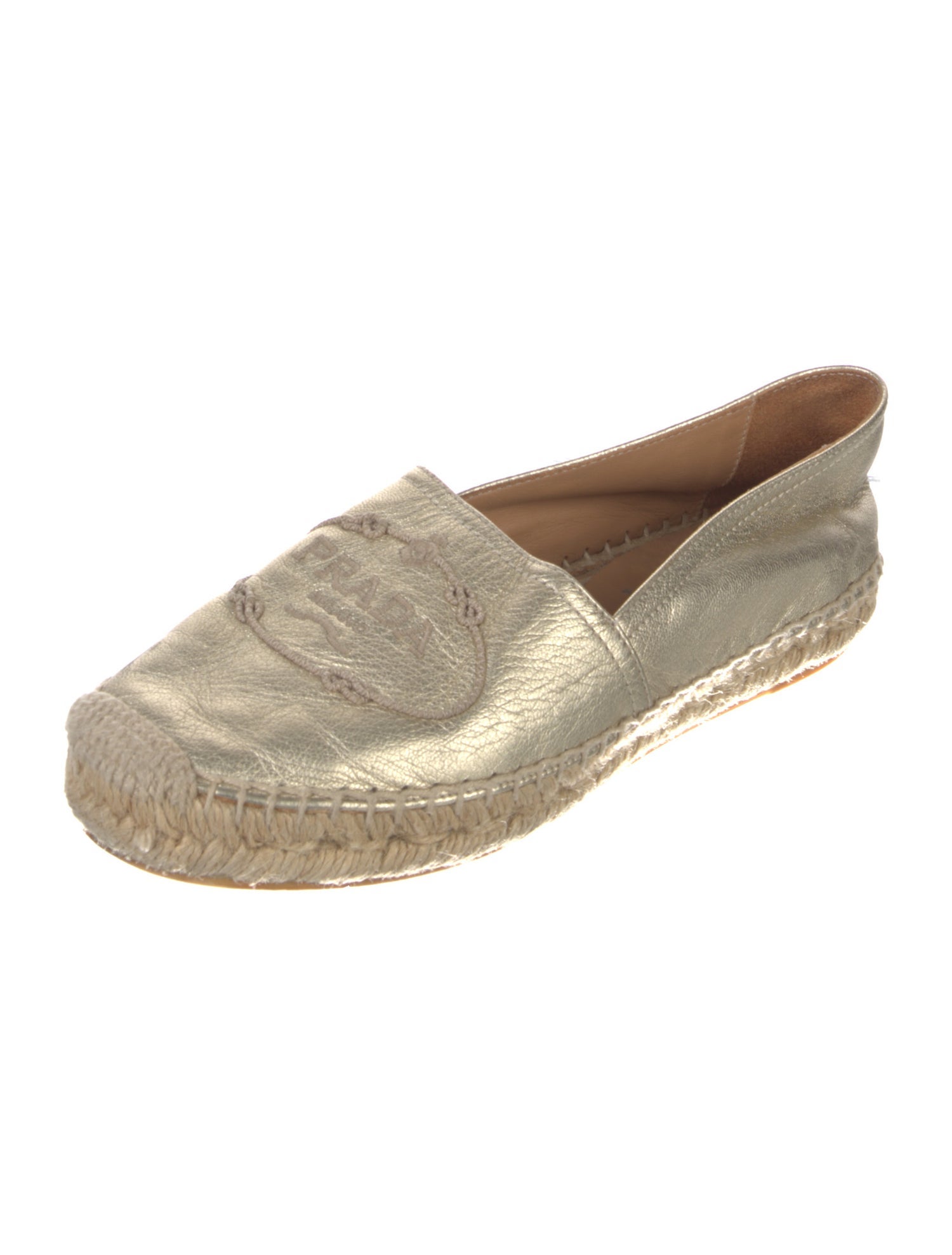 Prada Leather Embroidered Accent Espadrilles