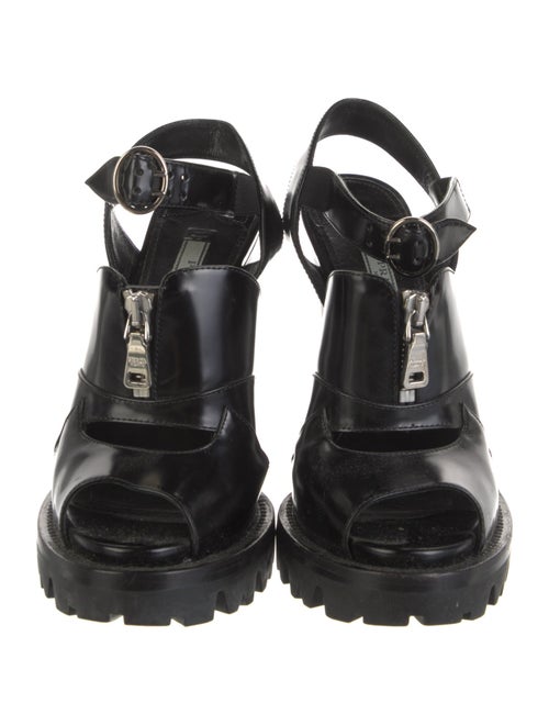 Prada Leather Cutout Accent Slingback Sandals