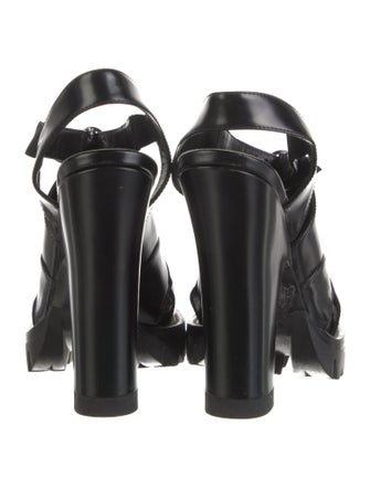 Prada Leather Cutout Accent Slingback Sandals