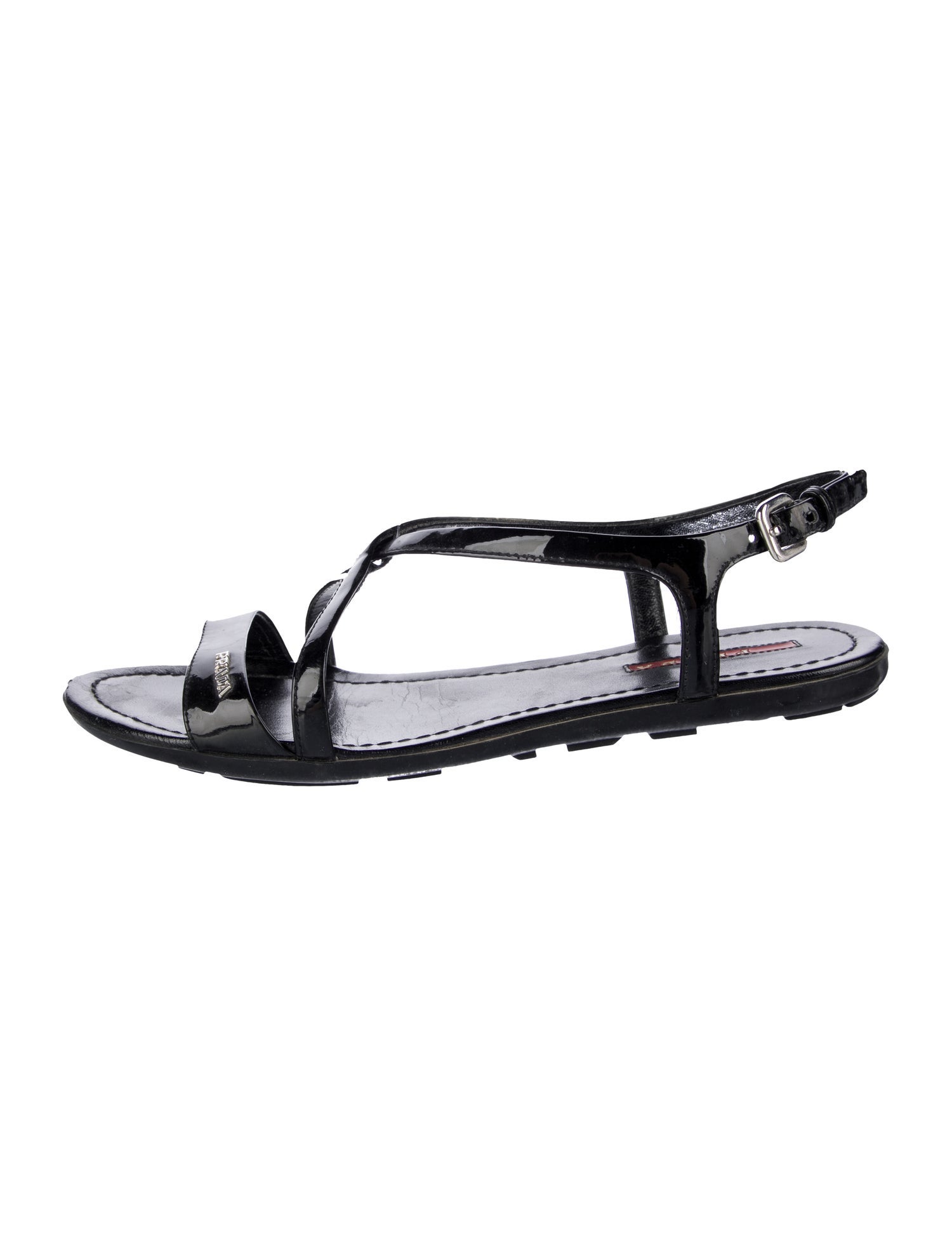 Prada Patent Leather T-Strap Sandals