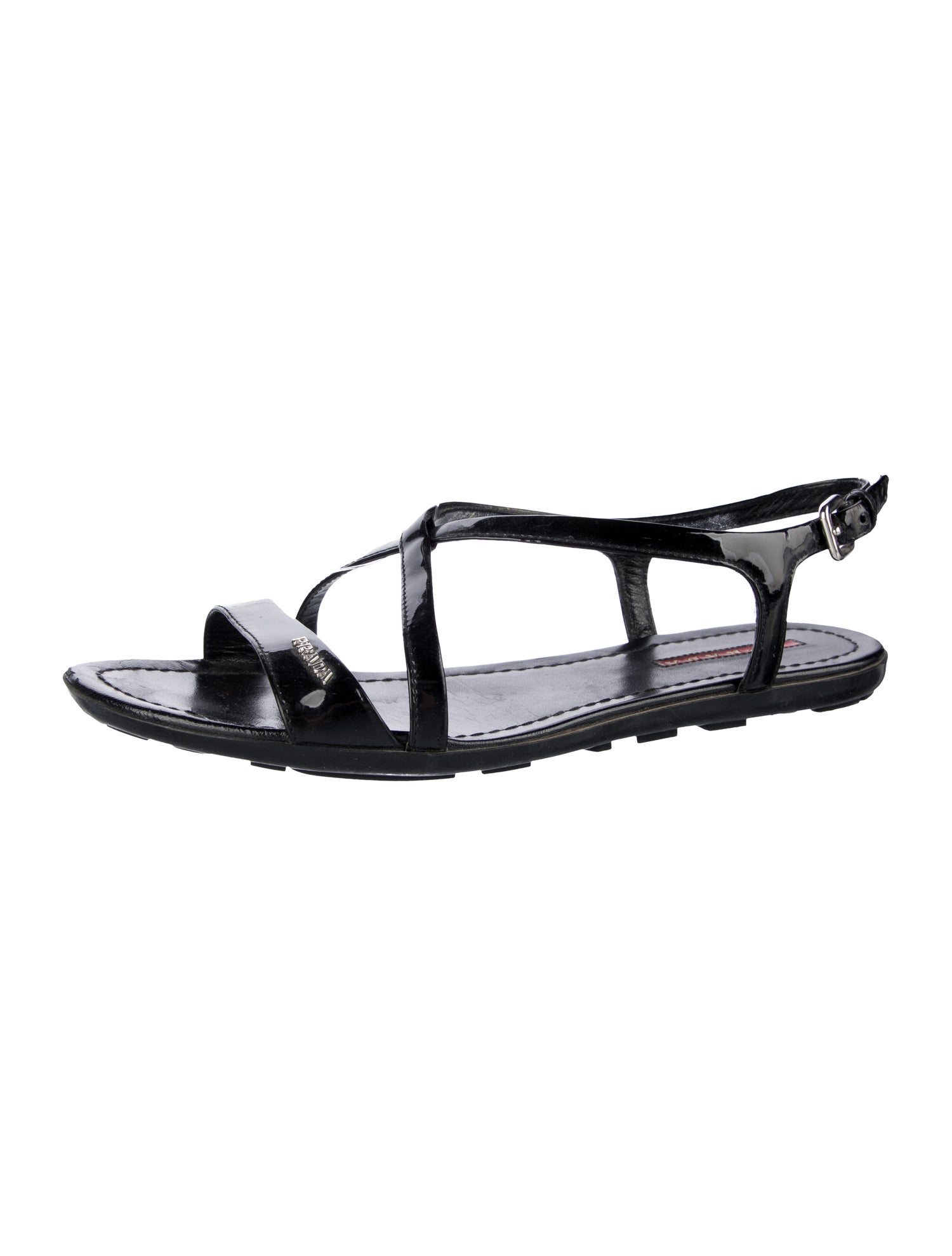 Prada Patent Leather T-Strap Sandals