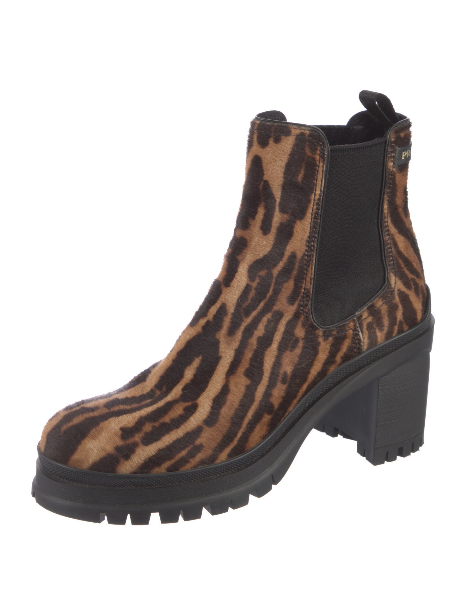 Prada Ponyhair Animal Print Chelsea Boots