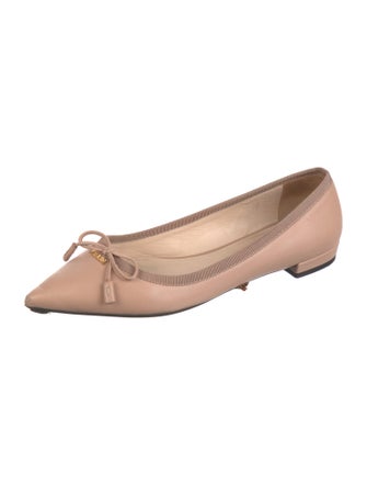 Prada Leather Bow Accents Ballet Flats