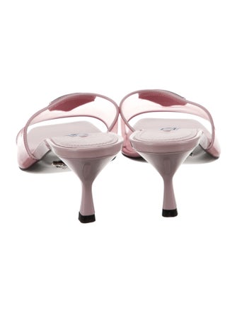 Prada Enameled Metal Triangle PVC Slides