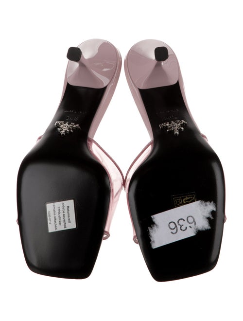 Prada Enameled Metal Triangle PVC Slides