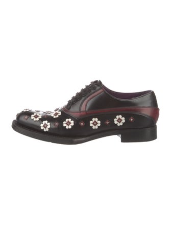 Prada Leather Patterned Oxfords