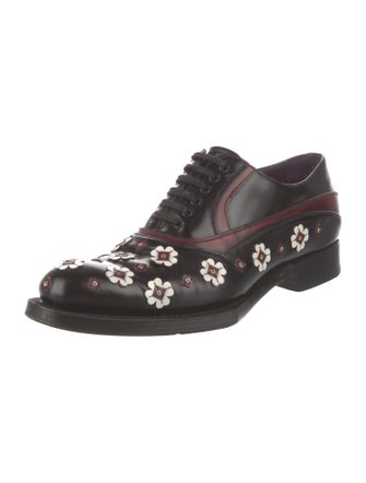 Prada Leather Patterned Oxfords