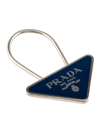 Prada Printed Triangle Logo Key Ring