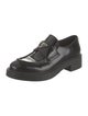 Prada Enameled Metal Triangle Leather Oxfords
