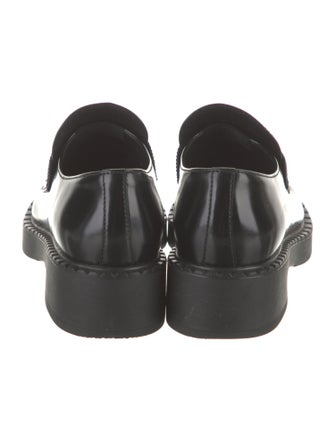 Prada Enameled Metal Triangle Leather Oxfords