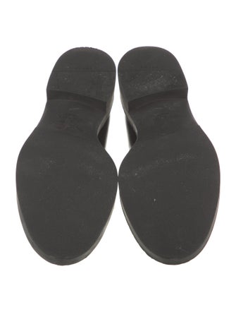 Prada Enameled Metal Triangle Leather Oxfords