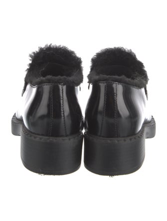 Prada Enameled Metal Triangle Leather Oxfords