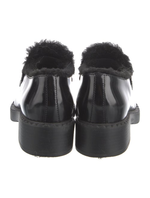 Prada Enameled Metal Triangle Leather Oxfords