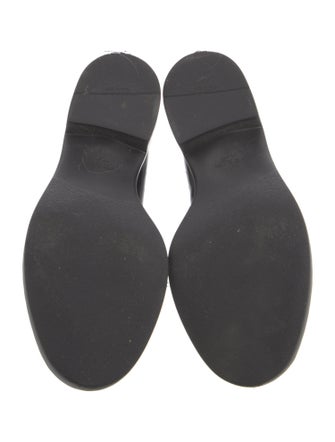 Prada Enameled Metal Triangle Leather Oxfords