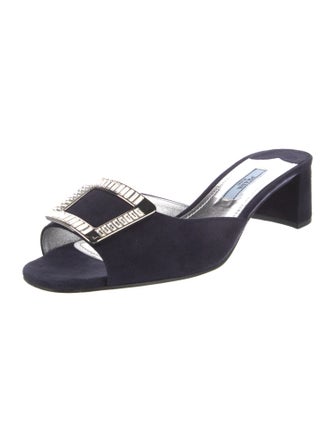 Prada Suede Printed Slides