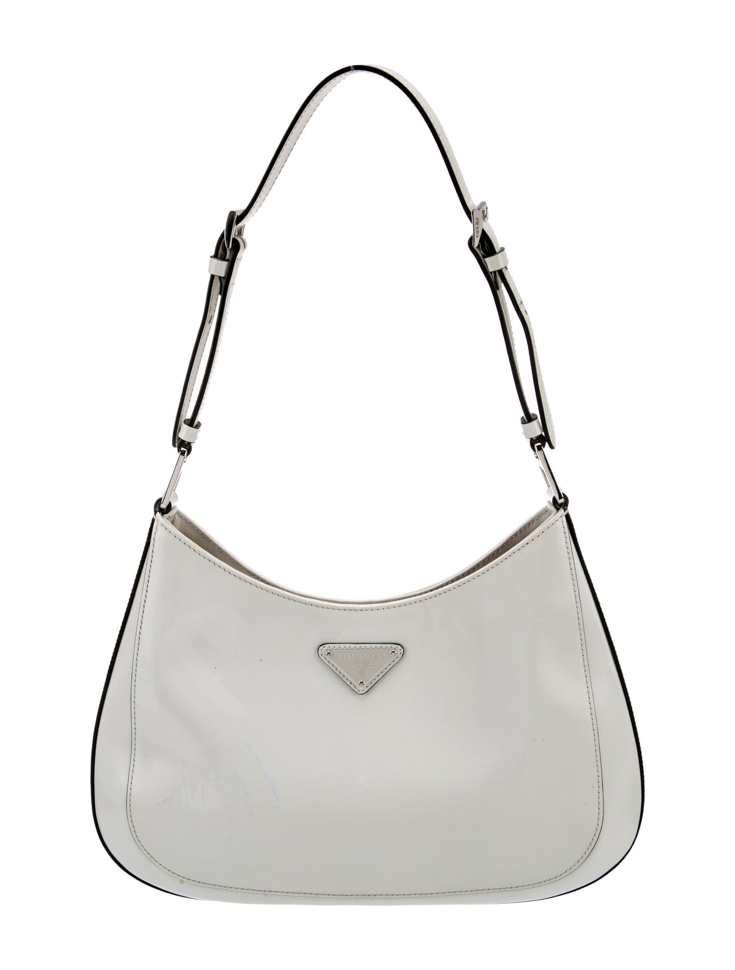 Prada Enameled Metal Triangle Cleo Small
