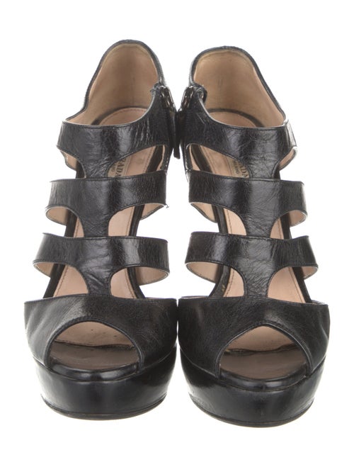 Prada Leather Cutout Accent Gladiator Sandals