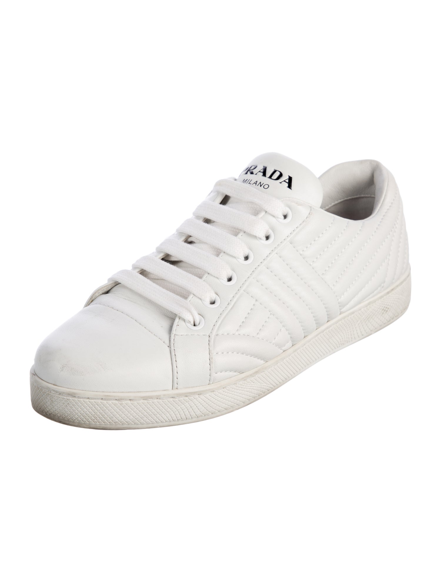 Prada Leather Whipstitch Trim Sneakers