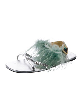 Prada Leather Floral Print Slides