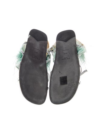 Prada Leather Floral Print Slides