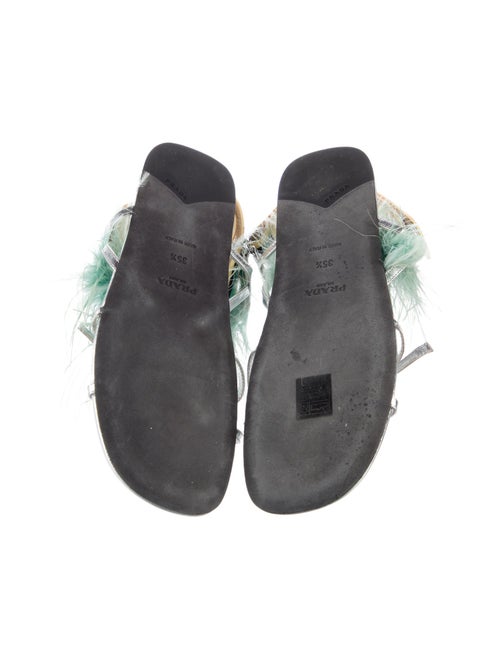 Prada Leather Floral Print Slides