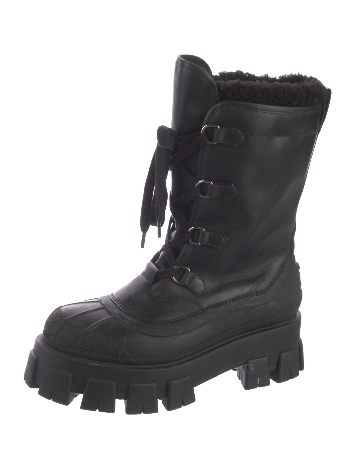 Prada Leather Combat Boots
