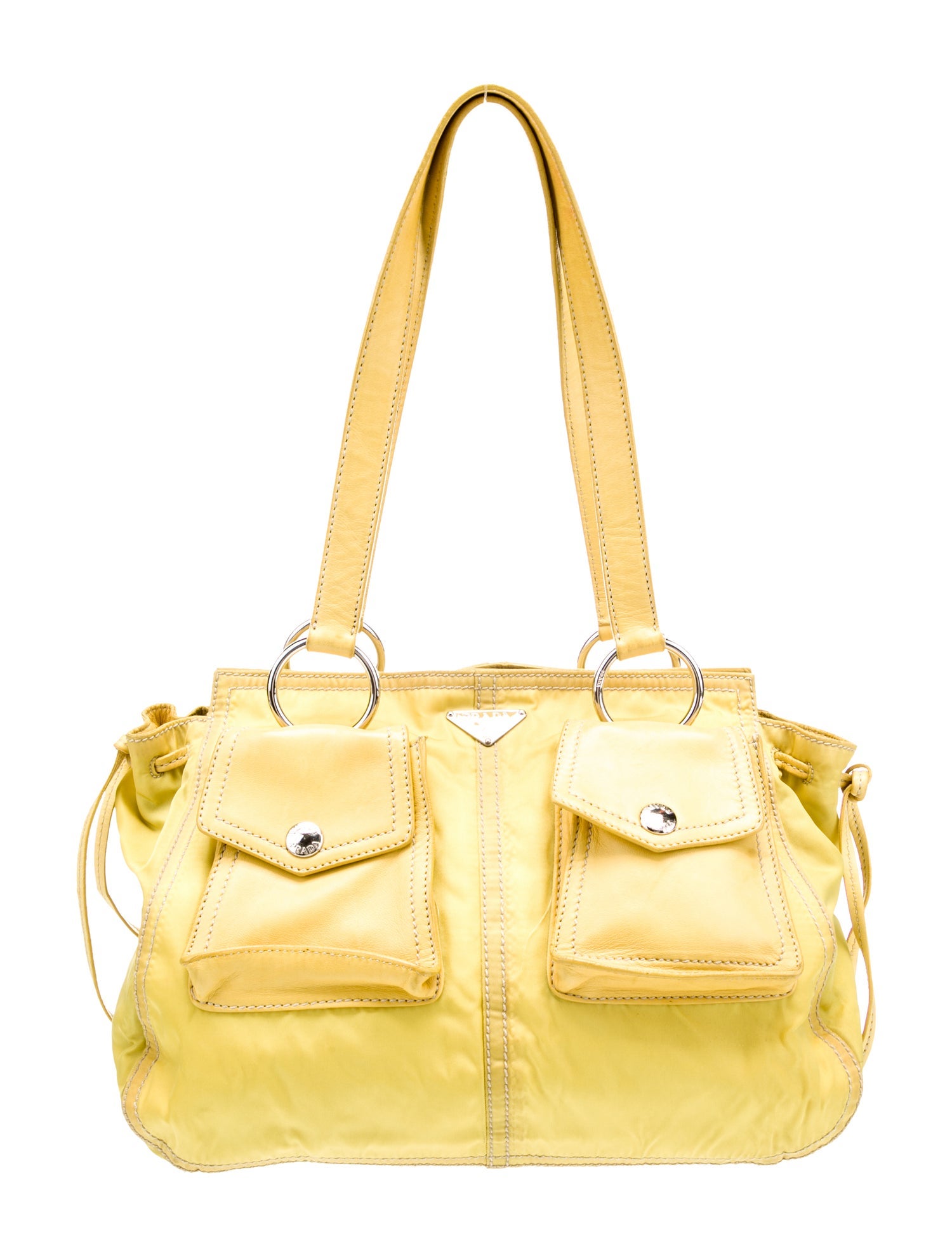 Prada Enameled Metal Triangle Shoulder Bag