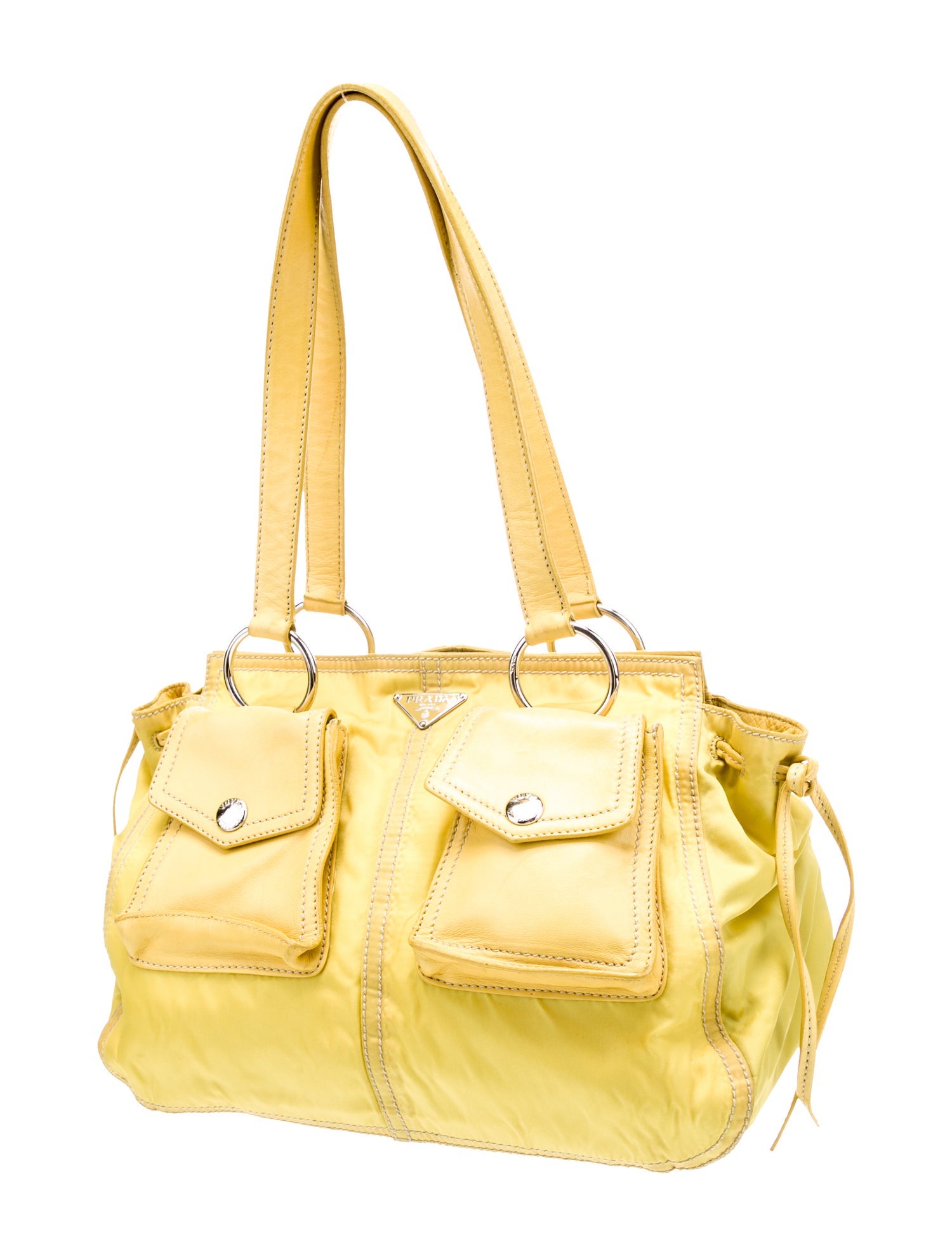 Prada Enameled Metal Triangle Shoulder Bag