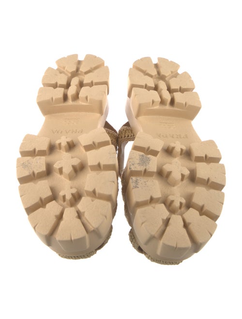 Prada Enameled Metal Triangle Raffia Slingback Sandals