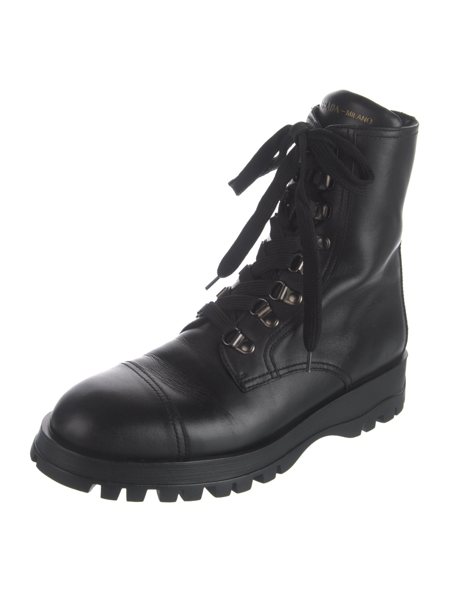 Prada Leather Combat Boots
