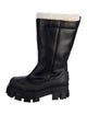 Prada Leather Faux Fur Trim Snow Boots