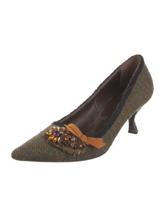 Prada Tweed Bow Accents Pumps