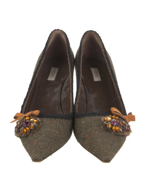 Prada Tweed Bow Accents Pumps