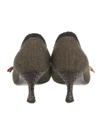 Prada Tweed Bow Accents Pumps