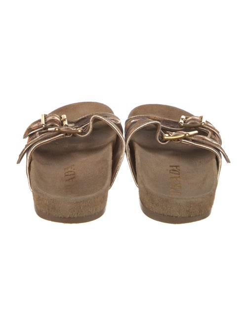 Prada Printed Leather Trim Embellishment Slides