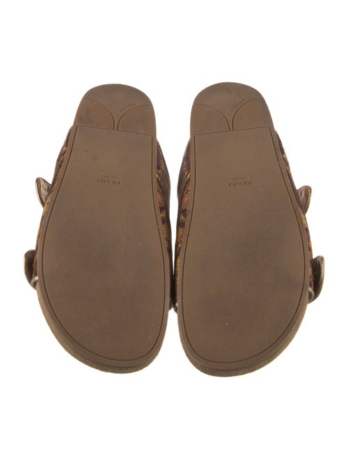 Prada Printed Leather Trim Embellishment Slides