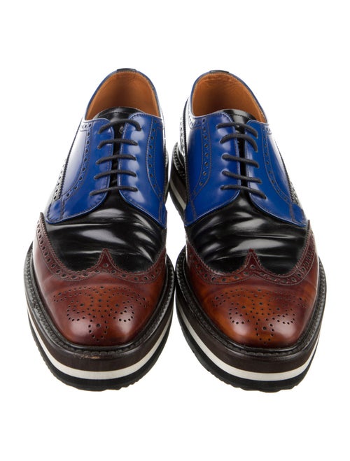 Prada Leather Colorblock Pattern Brogues