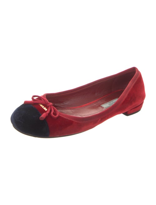 Prada Velvet Bow Accents Ballet Flats