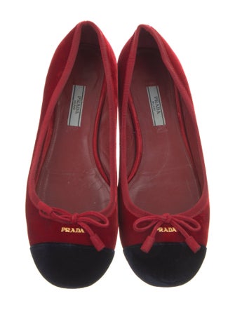 Prada Velvet Bow Accents Ballet Flats