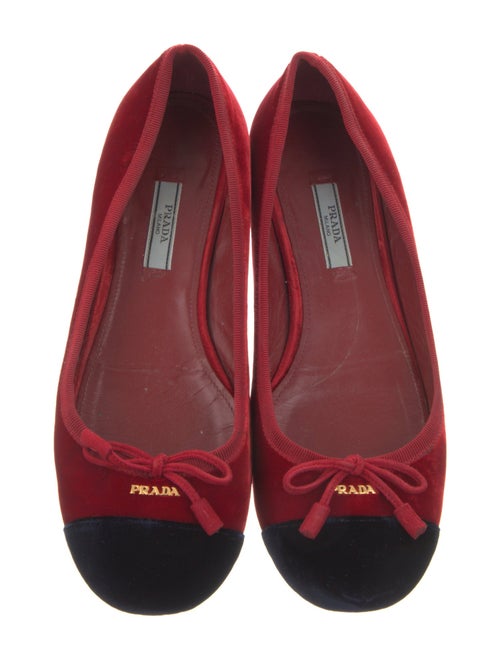Prada Velvet Bow Accents Ballet Flats