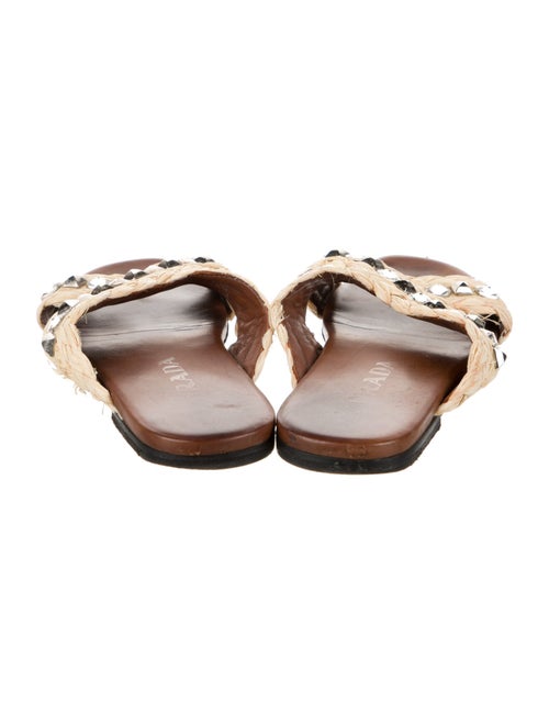 Prada Straw Crystal Embellishments Slides