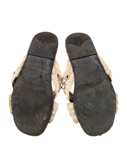 Prada Straw Crystal Embellishments Slides