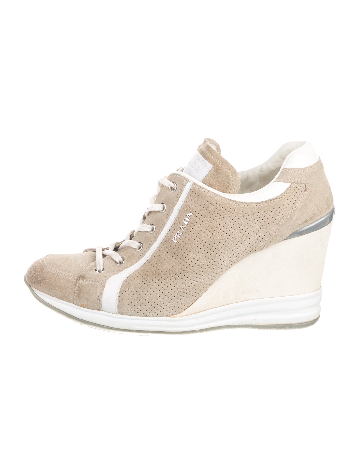 Prada Suede Leather Trim Embellishment Lace-Up Boots