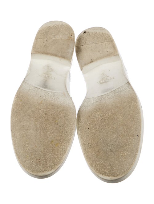 Prada Enameled Metal Triangle Leather Mules