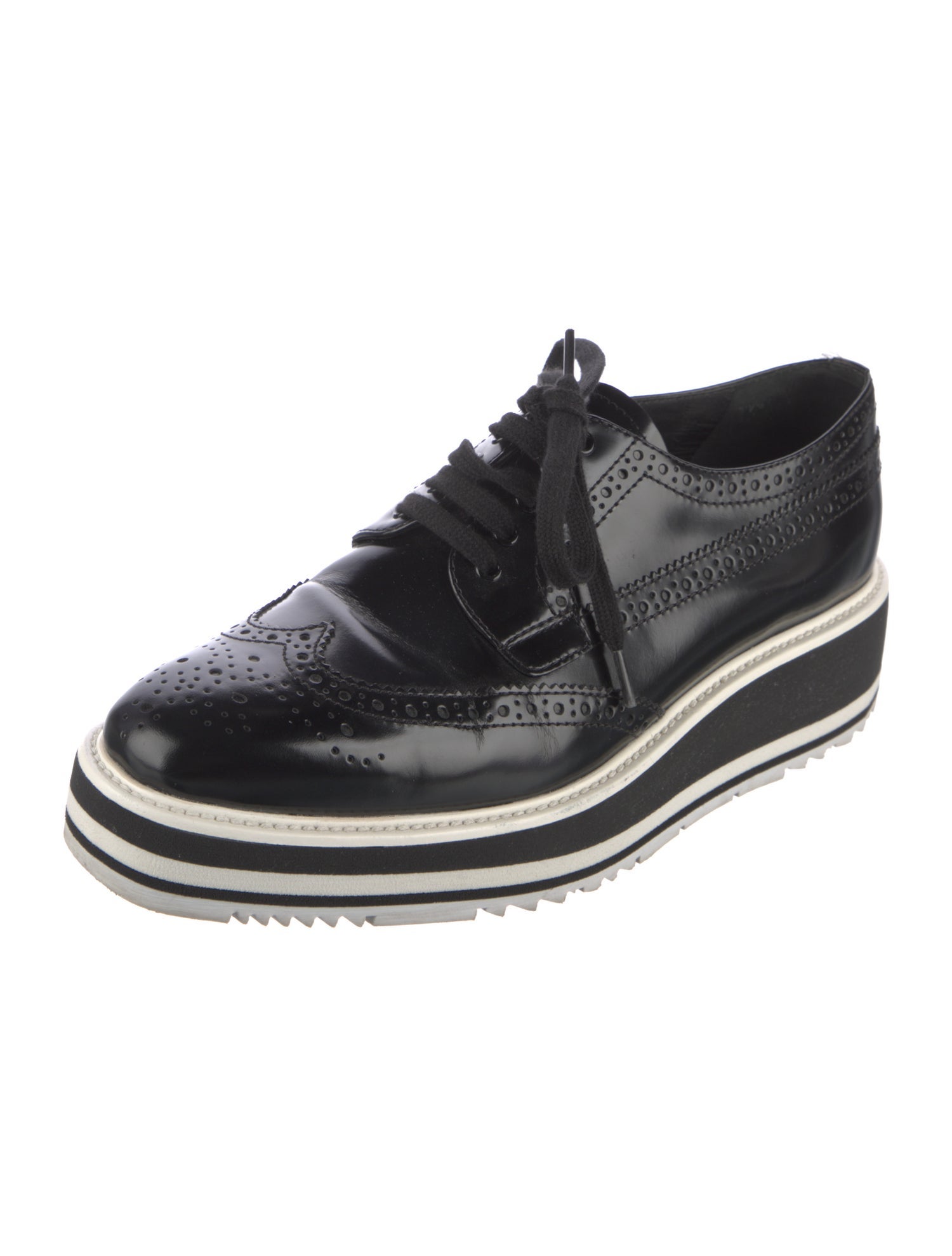 Prada Leather Lasercut Accents Oxfords