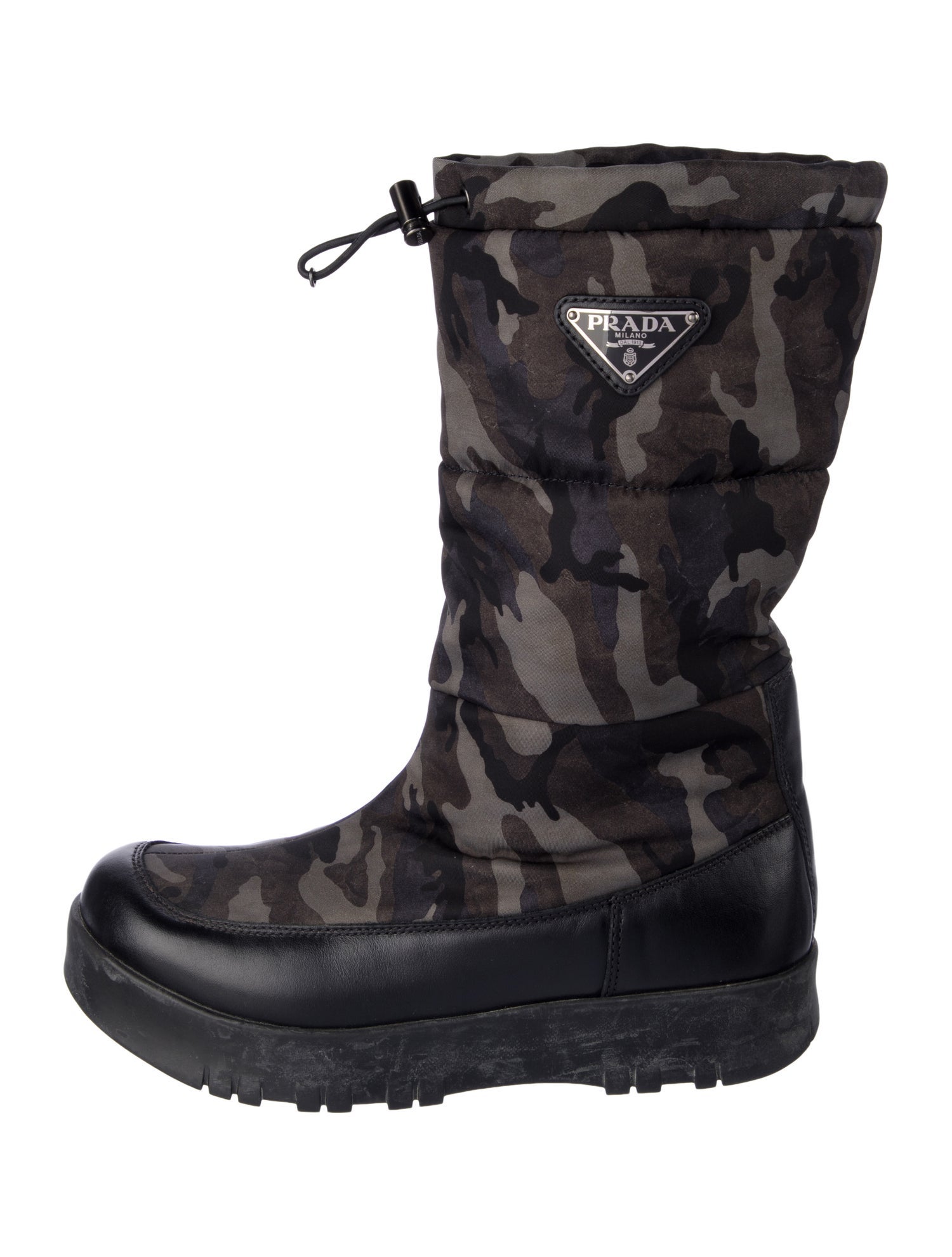 Prada Leather Printed Rain Boots