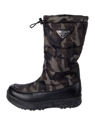 Prada Leather Printed Rain Boots