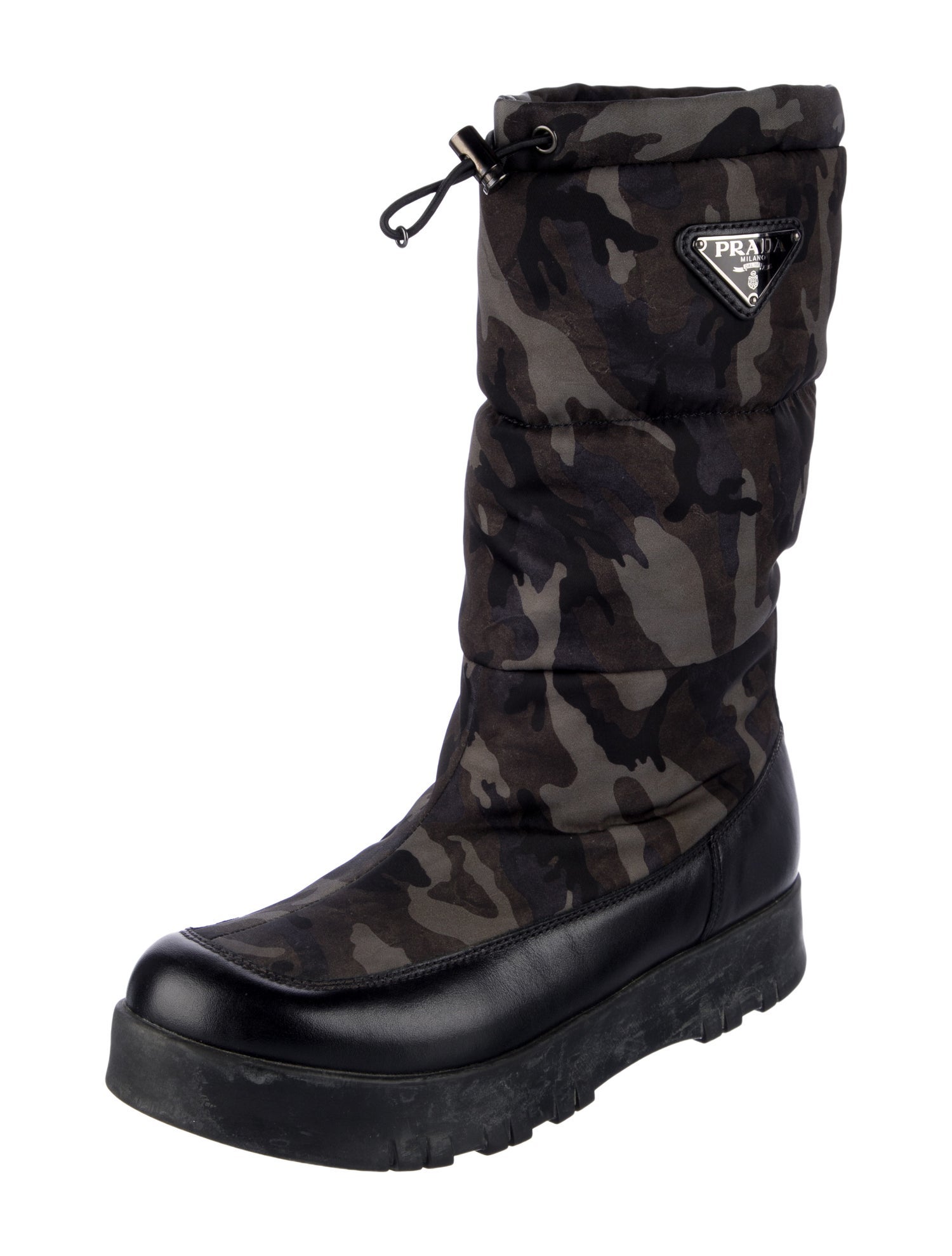 Prada Leather Printed Rain Boots