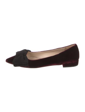 Prada Velvet Bow Accents Ballet Flats